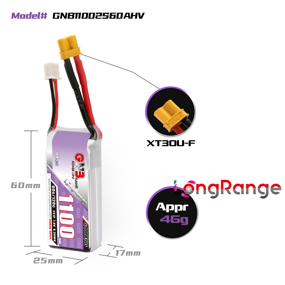 GNB 1100mAh 2S 3S 4S 6S 60C/12 - Drone Rcs 评论和价格